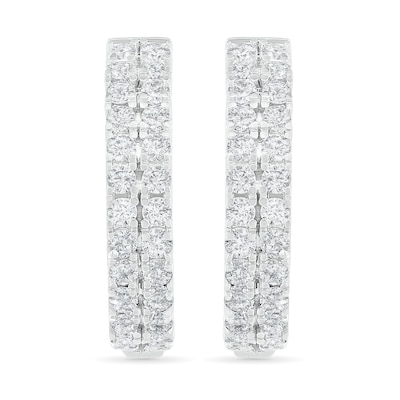 CT. T.W. Diamond Double Row Hoop Earrings in 10K Gold