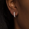 Thumbnail Image 1 of 0.45 CT. T.W. Diamond Double Row Hoop Earrings in 10K White Gold