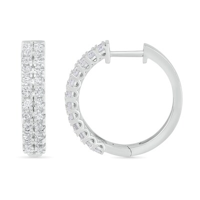 CT. T.W. Diamond Double Row Hoop Earrings in 10K Gold