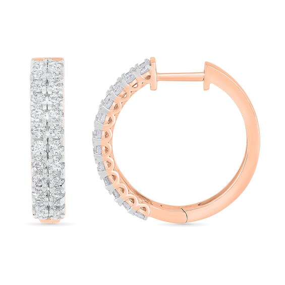 CT. T.W. Diamond Double Row Hoop Earrings in 10K Rose Gold