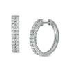 Thumbnail Image 1 of 0.95 CT. T.W. Diamond Double Row Hoop Earrings in 10K White Gold