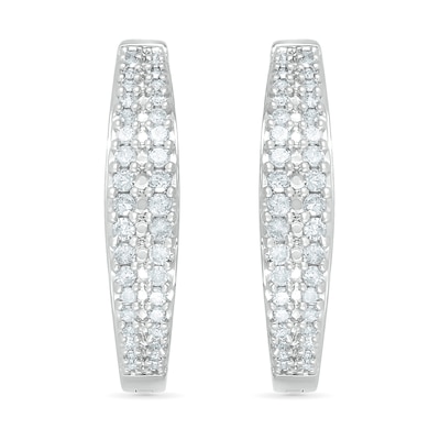 0.45 CT. T.W. Diamond Double Row Hoop Earrings in 10K Gold