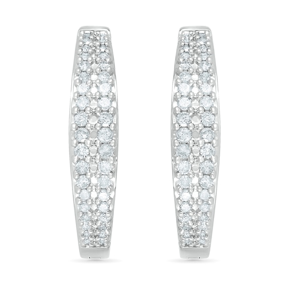 0.45 CT. T.W. Diamond Double Row Hoop Earrings in 10K Gold