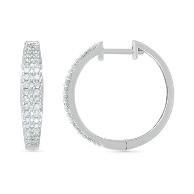 0.45 CT. T.W. Diamond Double Row Hoop Earrings in 10K Gold