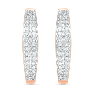 0.45 CT. T.W. Diamond Double Row Hoop Earrings in 10K Rose Gold