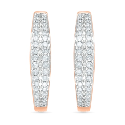 0.45 CT. T.W. Diamond Double Row Hoop Earrings in 10K Rose Gold