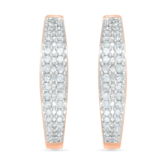 0.45 CT. T.W. Diamond Double Row Hoop Earrings in 10K Rose Gold