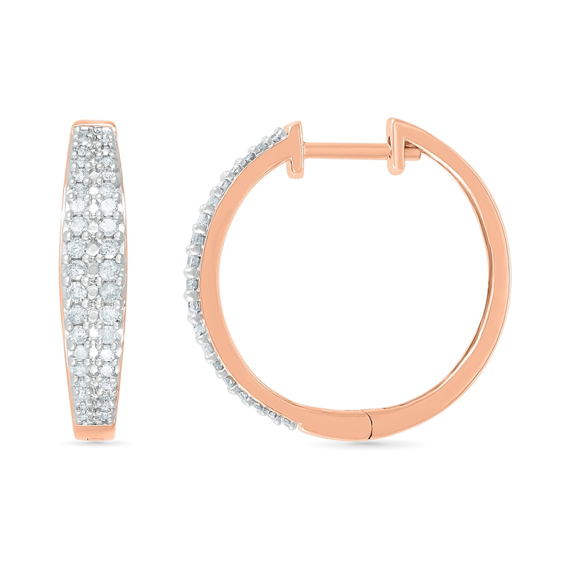 0.45 CT. T.W. Diamond Double Row Hoop Earrings in 10K Rose Gold|Peoples Jewellers