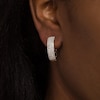 Thumbnail Image 1 of 0.95 CT. T.W. Diamond Multi-Row Hoop Earrings in 10K White Gold
