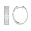 Thumbnail Image 2 of 0.95 CT. T.W. Diamond Multi-Row Hoop Earrings in 10K White Gold
