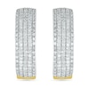 Thumbnail Image 0 of 0.95 CT. T.W.. Diamond Multi-Row Hoop Earrings in 10K Gold