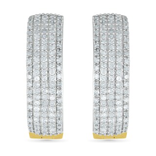 0.95 CT. T.W.. Diamond Multi-Row Hoop Earrings in 10K Gold