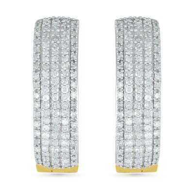 0.95 CT. T.W.. Diamond Multi-Row Hoop Earrings in 10K Gold