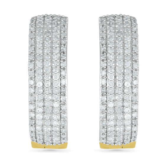 0.95 CT. T.W.. Diamond Multi-Row Hoop Earrings in 10K Gold