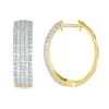 Thumbnail Image 2 of 0.95 CT. T.W.. Diamond Multi-Row Hoop Earrings in 10K Gold