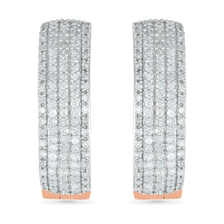 0.95 CT. T.W. Diamond Multi-Row Hoop Earrings in 10K Rose Gold