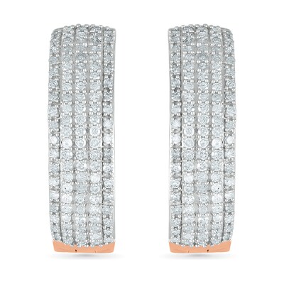 0.95 CT. T.W. Diamond Multi-Row Hoop Earrings in 10K Rose Gold