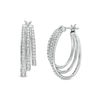 Thumbnail Image 0 of 0.95 CT. T.W. Diamond Graduated Split Triple Row Hoop Earrings in 10K White Gold