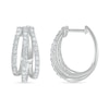 Thumbnail Image 2 of 0.95 CT. T.W. Diamond Split Triple Row Hoop Earrings in 10K White Gold