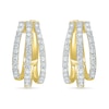 Thumbnail Image 0 of 0.95 CT. T.W. Diamond Split Triple Row Hoop Earrings in 10K Gold