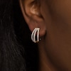 Thumbnail Image 1 of 0.95 CT. T.W. Diamond Split Triple Row Hoop Earrings in 10K Gold