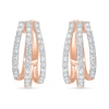 Thumbnail Image 0 of 0.95 CT. T.W. Diamond Split Triple Row Hoop Earrings in 10K Rose Gold