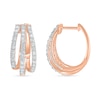 Thumbnail Image 2 of 0.95 CT. T.W. Diamond Split Triple Row Hoop Earrings in 10K Rose Gold