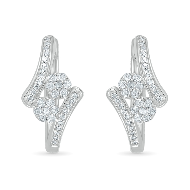 0.23 CT. T.W. Composite Diamond Duo Bypass Hoop Earrings in 10K White Gold|Peoples Jewellers