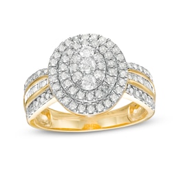 0.95 CT. T.W. Composite Oval Diamond Double Frame Ring in 10K Gold