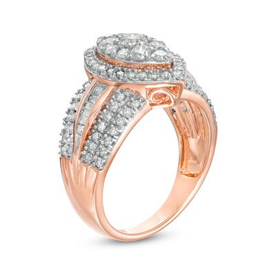 1.45 CT. T.W. Composite Marquise Diamond Frame Ring in 10K Rose Gold