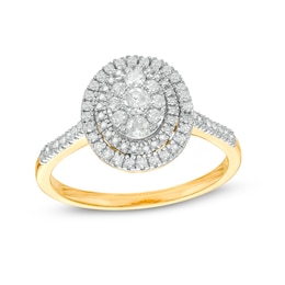 0.45 CT. T.W. Composite Oval Diamond Double Frame Ring in 10K Gold