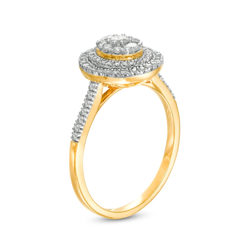 Main Image 3 of 0.45 CT. T.W. Composite Oval Diamond Double Frame Ring in 10K Gold