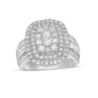 1.45 CT. T.W. Composite Diamond Double Cushion-Shaped Frame Ring in 10K Gold