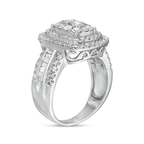 1.45 CT. T.W. Composite Diamond Double Cushion-Shaped Frame Ring in 10K Gold