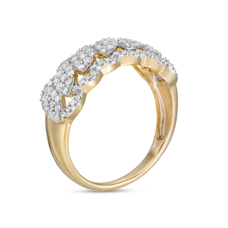 Main Image 3 of 0.45 CT. T.W. Composite Diamond Scallop Edge Ring in 10K Gold