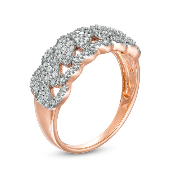 0.45 CT. T.W. Composite Diamond Scallop Edge Ring in 10K Rose Gold