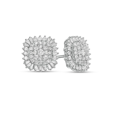 1.00 CT. T.W. Composite Cushion-Shaped Diamond Frame Stud Earrings in 10K White Gold