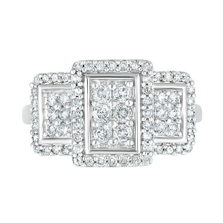 0.69 CT. T.W. Composite Diamond Rectangular Frame Trio Ring in 10K Gold