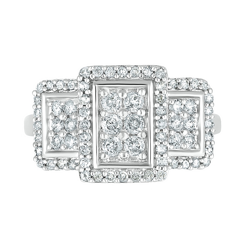 0.69 CT. T.W. Composite Diamond Rectangular Frame Trio Ring in 10K Gold|Peoples Jewellers