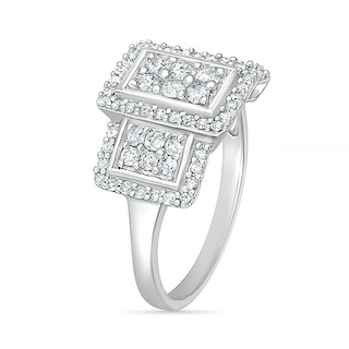 0.69 CT. T.W. Composite Diamond Rectangular Frame Trio Ring in 10K Gold