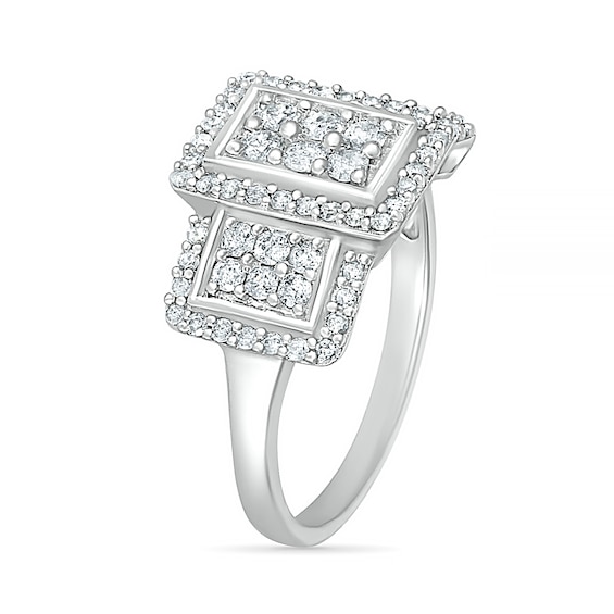 0.69 CT. T.W. Composite Diamond Rectangular Frame Trio Ring in 10K Gold