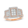 Thumbnail Image 0 of 0.69 CT. T.W. Composite Diamond Rectangular Frame Trio Ring in 10K Rose Gold