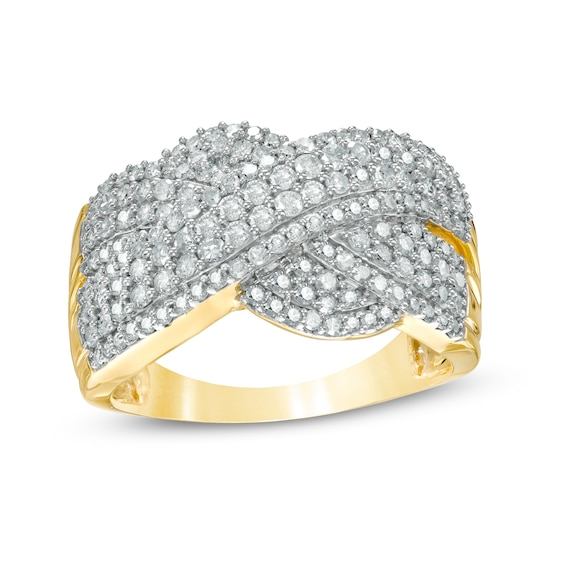 0.95 CT. T.W. Diamond Twist Shank Crossover Ring in 10K Gold