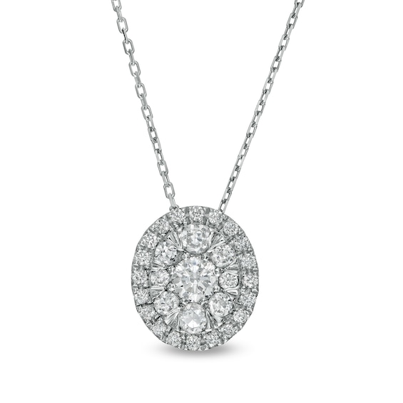 0.50 CT. T.W. Composite Oval Diamond Frame Pendant in 10K White Gold