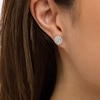 Thumbnail Image 1 of 0.75 CT. T.W. Composite Oval Diamond Frame Stud Earrings in 10K White Gold