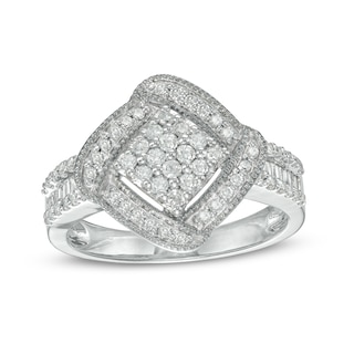 0.45 CT. T.W. Composite Diamond Cushion-Shaped Frame Ring in 10K Gold