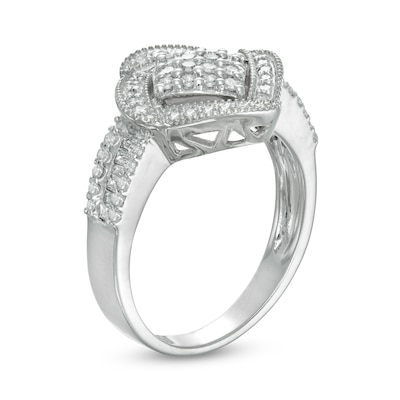 0.45 CT. T.W. Composite Diamond Cushion-Shaped Frame Ring in 10K Gold