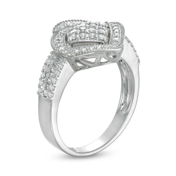 0.45 CT. T.W. Composite Diamond Cushion-Shaped Frame Ring in 10K Gold