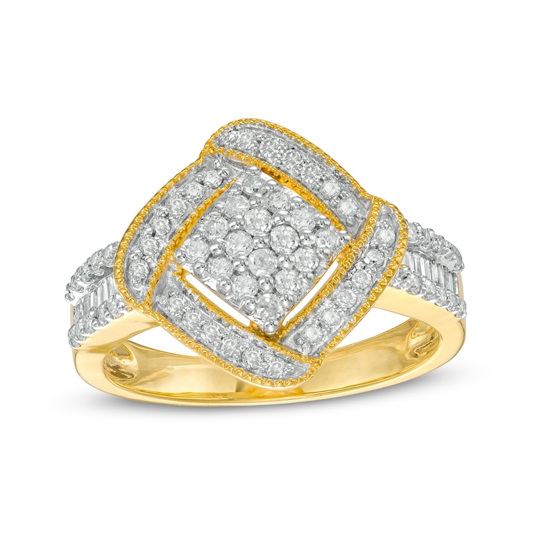 Main Image 1 of 0.45 CT. T.W. Composite Diamond Cushion-Shaped Frame Ring in 10K Gold