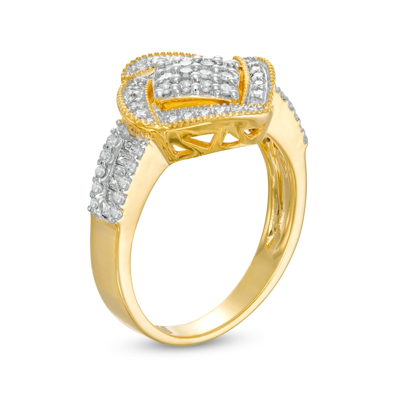 Main Image 3 of 0.45 CT. T.W. Composite Diamond Cushion-Shaped Frame Ring in 10K Gold